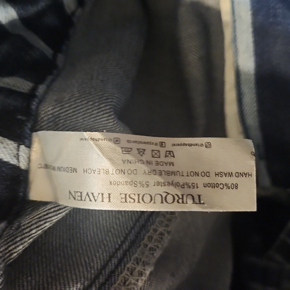 Turquoise haven flare leg striped denim pants size large - Picture 2 of 3